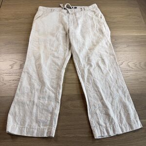 Old Navy Pants Men 36x30 Linen Beige Beach Resort Travel Summer Loose Baggy